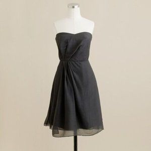 J. Crew Leona Grey Silk Strapless Dress
